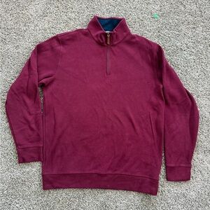 Lands' End Men's Maroon 1/4 Preppy Zip-Up Sweater